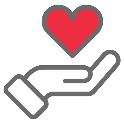 heart on hand icon