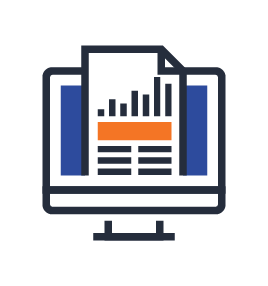 Computer monitor with charts and data