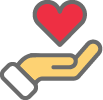 heart over a hand icon